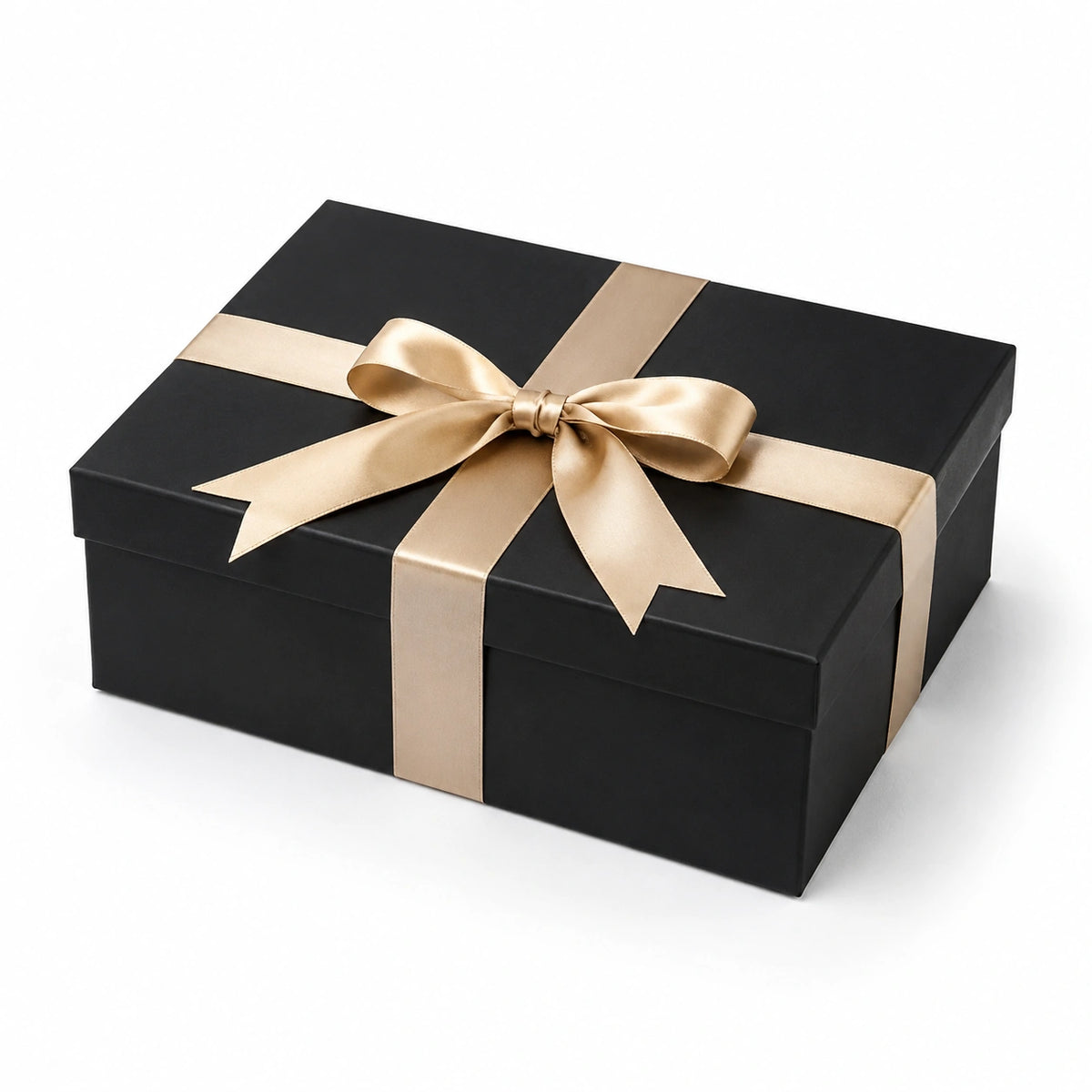 Geschenkbox 30 x 22 x 10 cm aus Karton Schwarz/Gold mit Satinband und Deckel