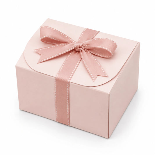 Geschenkbox 20 x 20 x 10 cm Karton Rosa mit Schleifenband für kleine Geschenke