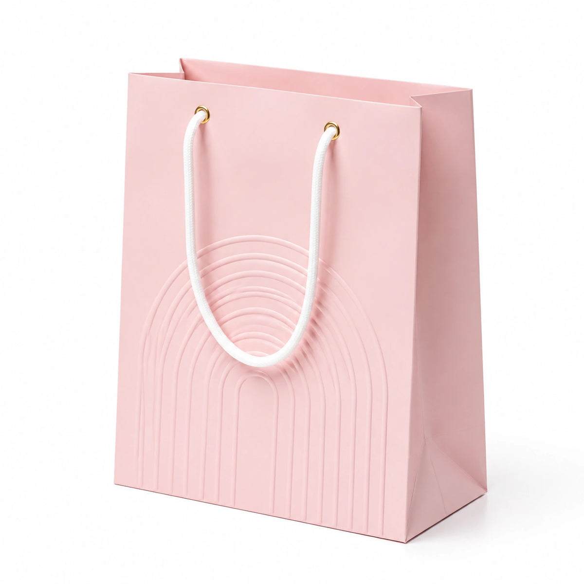 Geschenktüte 18 x 8 x 24 cm aus Papier Rosa mit Kordelgriffen und Reliefmuster