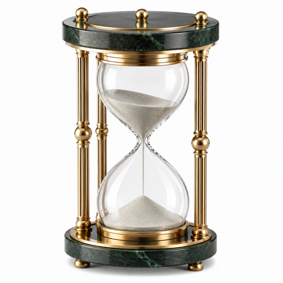 Sanduhr Ø 25 cm Höhe 43 cm Glas Gold Grün dekorative Tischuhr