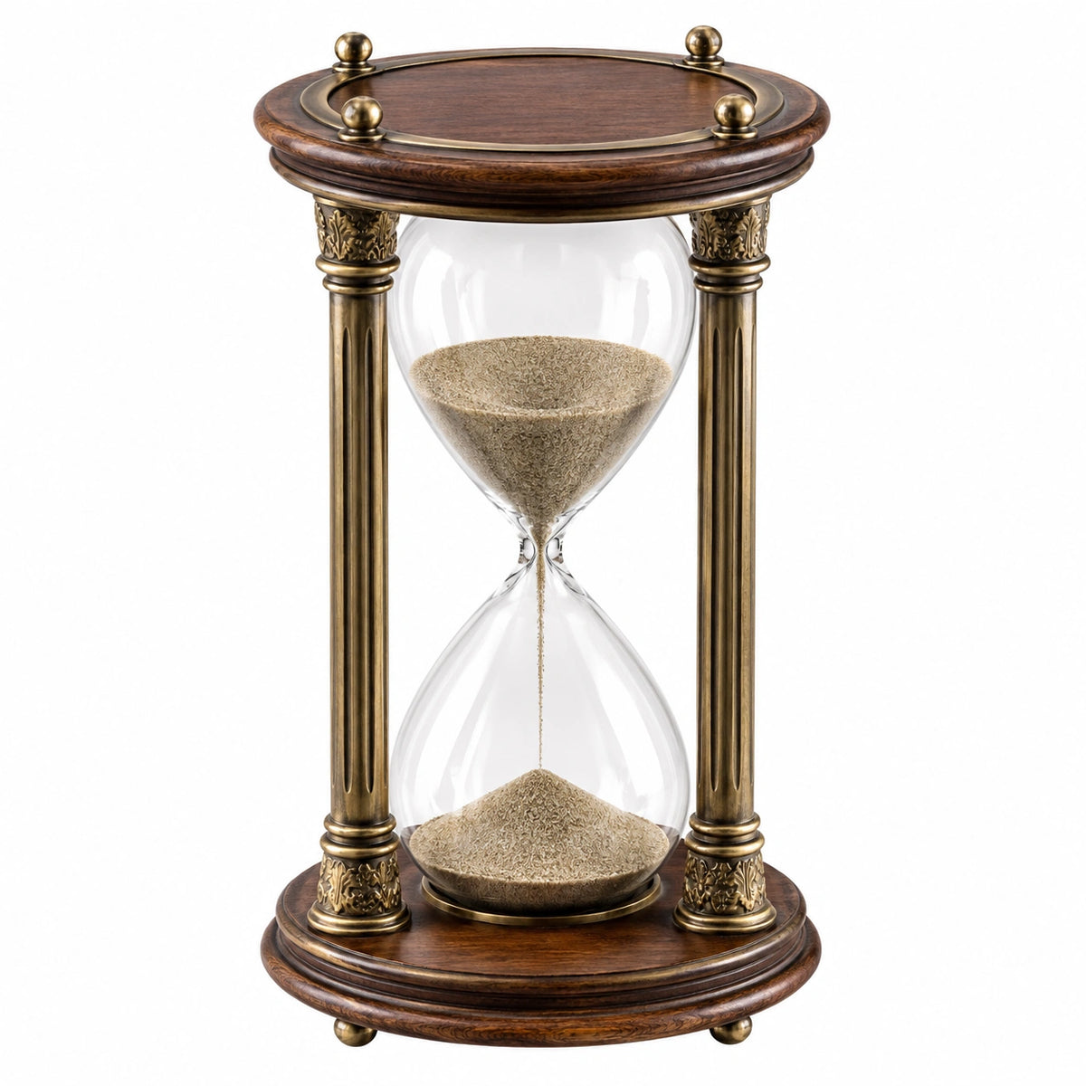 Sanduhr 60 Minuten 30 cm Holz Metall Braun Gold klassische Tischdekoration
