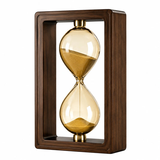 Sanduhr 20 x 8 x 35 cm aus Glas und Holz in Braun Gold - dekorativer Zeitmesser